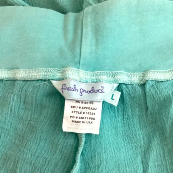 Fresh Produce Wide Leg Gauzy Bermuda Women's Pants 100% Cotton in Teal Large - Picture 6 of 7